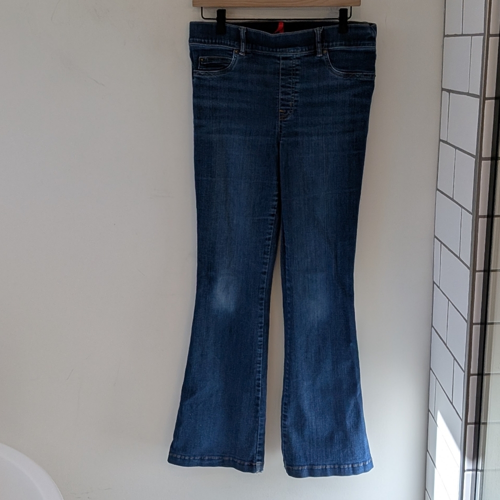 Spanx Women's Midnight Shade Pull On Flare Jeans Large